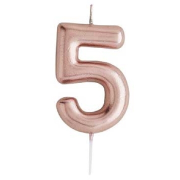 Fødselsdagslys Rosa Guld 5 - Tal 